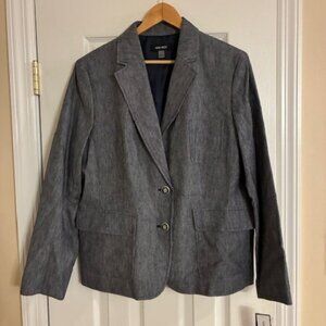 Nine West Women's NWT $129 Blue Lined Button Pockets Cotton Blazer Jacket Sz 16
